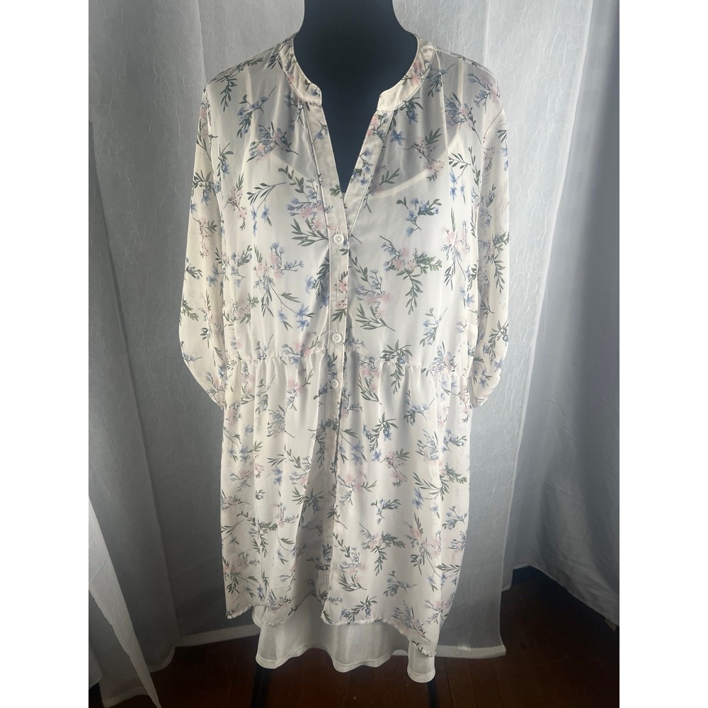 Mauve Floral lightweight dress with slip size 3X